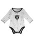 ფოტო #5 პროდუქტის Newborn and Infant Boys and Girls White, Black Las Vegas Raiders Dream Team Onesie Pants and Hat Set