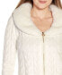 Фото #6 товара Black Label Women's Faux Fur Collared Cable Cardigan Sweater