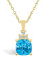 ფოტო #1 პროდუქტის Blue Topaz (2-3/4 Ct. T.W.) and Diamond (1/10 Ct. T.W.) Pendant Necklace in 14K Yellow Gold