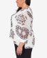 Фото #4 товара Футболка женская Alfred Dunner plus Size Opposites Attract Medallion Textured Top