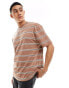 Фото #1 товара ASOS DESIGN relaxed t-shirt in stripe in brown