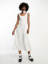 COLLUSION tie detailed smock midi dress in white 38 - фото #5