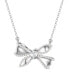 ფოტო #2 პროდუქტის Imitation Pearl and Cubic Zirconia Bow Pendant Necklace