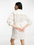 Фото #3 товара ASOS DESIGN linen utility batwing shirt mini dress with nipped in waist in ivory