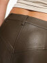 Фото #7 товара NA-KD faux leather midi skirt in dark olive