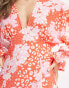 Фото #6 товара ASOS DESIGN plunge batwing maxi dress in pink splice print