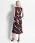 Women's Printed Sleeveless Cowlneck Midi Dress Black Raisin, 2 - фото #2