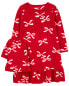 2-Piece Bow Print Fleece Nightgown & Doll Nightgown Set 6-7