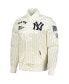 Men's Cream New York Yankees Cooperstown Collection Pinstripe Retro Classic Satin Full-Snap Jacket