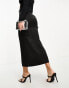 NaaNaa Tall satin midi skirt with cargo pockets in black