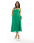 Фото #3 товара ASOS DESIGN Petite pleated bodice strappy pleat midi dress in green