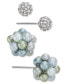 ფოტო #1 პროდუქტის Silver-Tone 2-Pc. Set Pavé Fireball & Color Imitation Pearl Stud Earrings, Created for Macy's