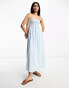 Фото #1 товара ASOS DESIGN soft denim bandeau midi dress in lightwash blue