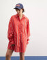 Фото #6 товара ASOS DESIGN oversized shirt dress with dropped pockets in red stripe