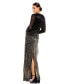 Women's Long Sleeve Beaded Fringe Column Gown