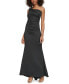 Women's Asymmetric-Neck Side-Pleat Scuba Gown