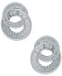 ფოტო #2 პროდუქტის Silver-Tone Cubic Zirconia Double Circle Button Earrings