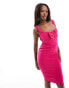 Фото #3 товара Vesper bow detail bodycon midi dress in pink