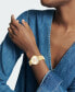 ფოტო #5 პროდუქტის Women's Bold Horizon Swiss Quartz Ionic Plated Light Gold-Tone 2 Steel Watch 34mm