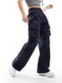 River Island wide leg cargo trouser in navy