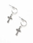 Фото #2 товара ASOS DESIGN hoop earring with cross in burnished silver