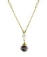 ფოტო #1 პროდუქტის Gold-Tone Imitation Pearl and Black Floral Bead Drop 16" Adjustable Necklace