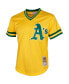 Фото #2 товара Футболка Mitchell&Ness мужская Рики Хендерсон желтая Oakland Athletics Cooperstown Mesh для тренировок с битой