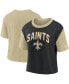 Women's Gold, Black New Orleans Saints High Hip Fashion T-shirt