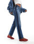 Фото #1 товара Lee Rider Classic relaxed straight fit jeans in mid blue with contrast sides