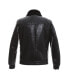 Men's Black Leather Bomber Jacket, Crocodile Emboss