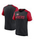 Men's Heathered Black, Heathered Scarlet San Francisco 49ers Color Block Team Name T-shirt