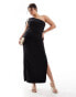 Фото #1 товара Kaiia Plus slinky ruched one shoulder maxi dress in black