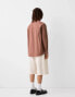 Фото #4 товара Bershka Collection grandad collar shirt in brown