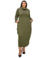Фото #1 товара Plus Size Lana Cowl Turtle Neck Pocket Sweater Dress