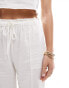 Фото #3 товара Pull&Bear linen raw edge waist trouser co-ord in white