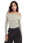 Vero Moda off shoulder knitted top in stone Серый, L - EU 40 - фото #1