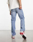 Фото #2 товара ASOS DESIGN straight leg jeans with rips in vintage light wash