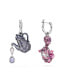 ფოტო #2 პროდუქტის Asymmetrical Design, Cat and Teapot, Multicolored, Rhodium Plated Alice In Wonderland Drop Earrings