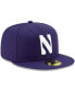 Фото #4 товара Men's Purple Northwestern Wildcats Primary Team Logo Basic 59FIFTY Fitted Hat