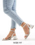 Фото #2 товара ASOS DESIGN Wide Fit Honeydew mid block heeled sandals in white