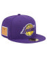 Фото #1 товара Men's Purple Los Angeles Lakers Court Sport Leather Applique 59FIFTY Fitted Hat