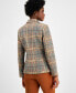 Women's Plaid One-Button Suede-Pocket Jacket