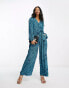 Фото #1 товара Whistles wide leg jumpsuit in blue ditsy floral