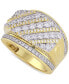 ფოტო #1 პროდუქტის Men's Diamond Diagonal Cluster Two-Level Statement Ring (2 ct. t.w.) in 10k Gold