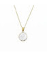 Semi Precious White Howlite Round Pendant Necklace Gold