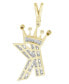 ფოტო #7 პროდუქტის Men's Diamond (3/8 ct.t.w.) Crowned Initial Pendant in 10k Yellow Gold