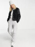 Topshop satin borg mix bomber jacket in black