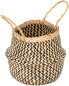 Фото #6 товара Simple Life Seagrass Belly Basket With Handles Foldable Woven Black Natural