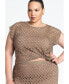 Фото #1 товара Plus Size Metallic Knitted Sweater