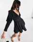 Фото #6 товара ASOS LUXE fluffy knitted corsetted dress with flippy skirt in black